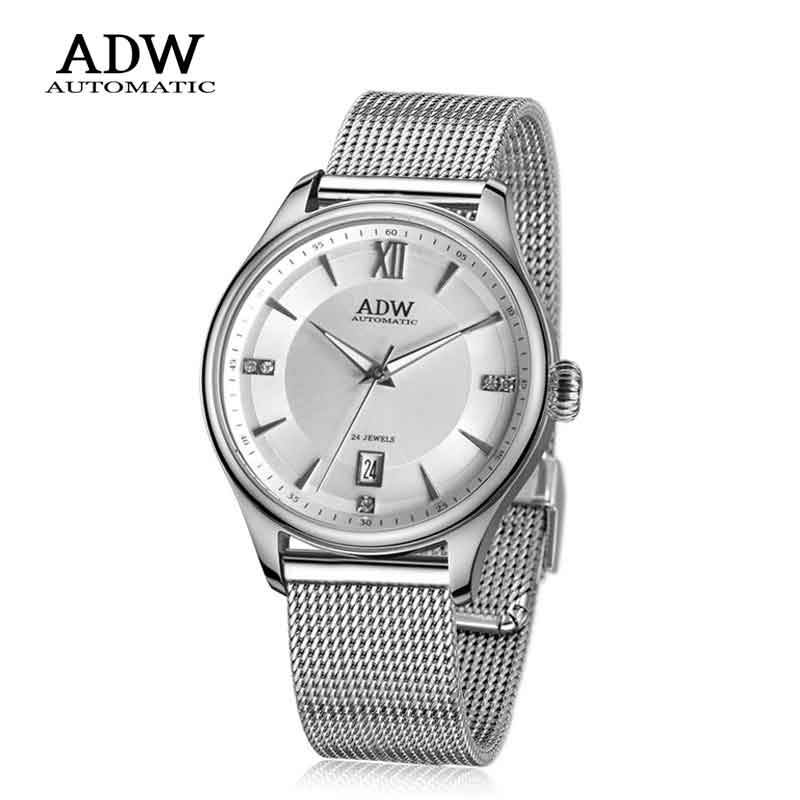 ADW手表全自动机械不锈钢网带