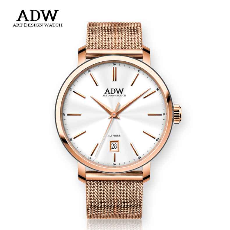 ADW手表超薄 不锈钢网带