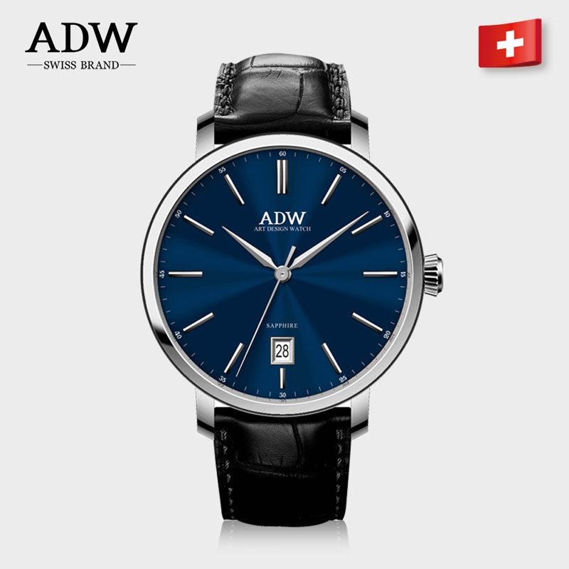 ADW手表-超薄石英男真皮表带AD2068M-01