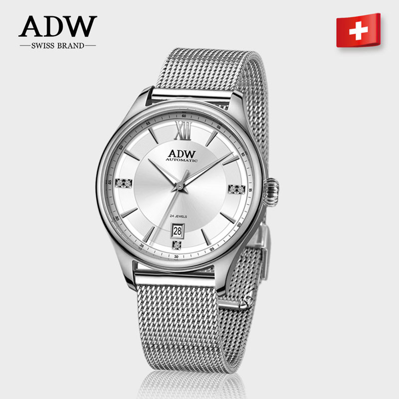 ADW手表全自动机械不锈钢网带205813