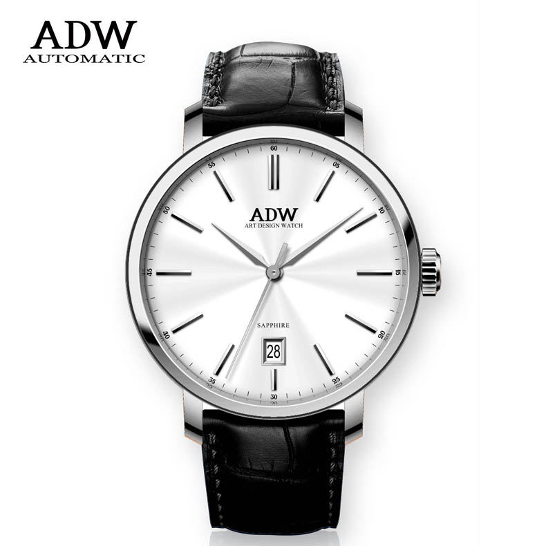ADW手表-超薄石英男真皮带情侣手表